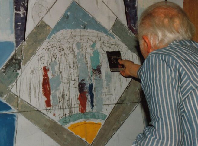 Am Glasfensterkarton für Sennfeld, 1992